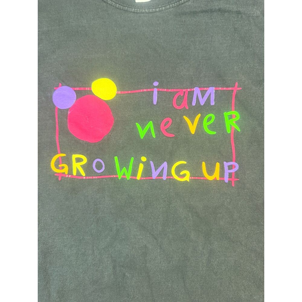 Walt Disney World XXL I Am Never Growing Up Mickey Graphic T Shirt Faded Black - Picture 2 of 6